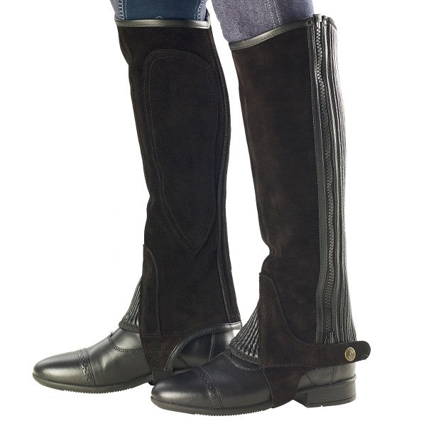 Ovation Childs Suede Ribbed Half Chaps - Black Size B Tall