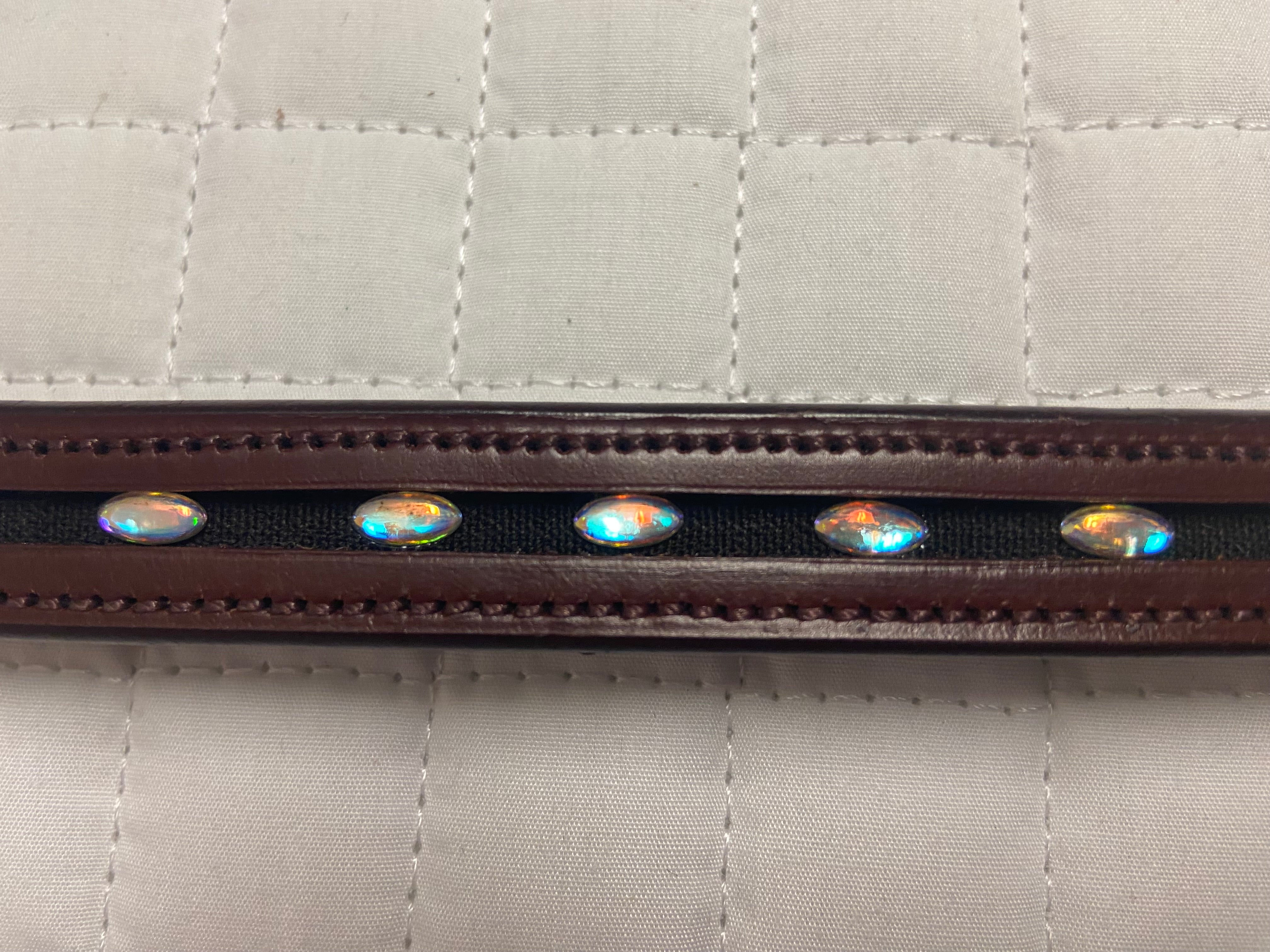 Swarovski Opalesque Pony Leather Browband