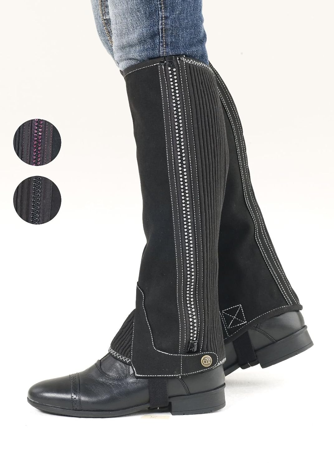 Ovation Childs Amara Half Chap w/ Jewel Zipper Black / Clear Size C (16-18)