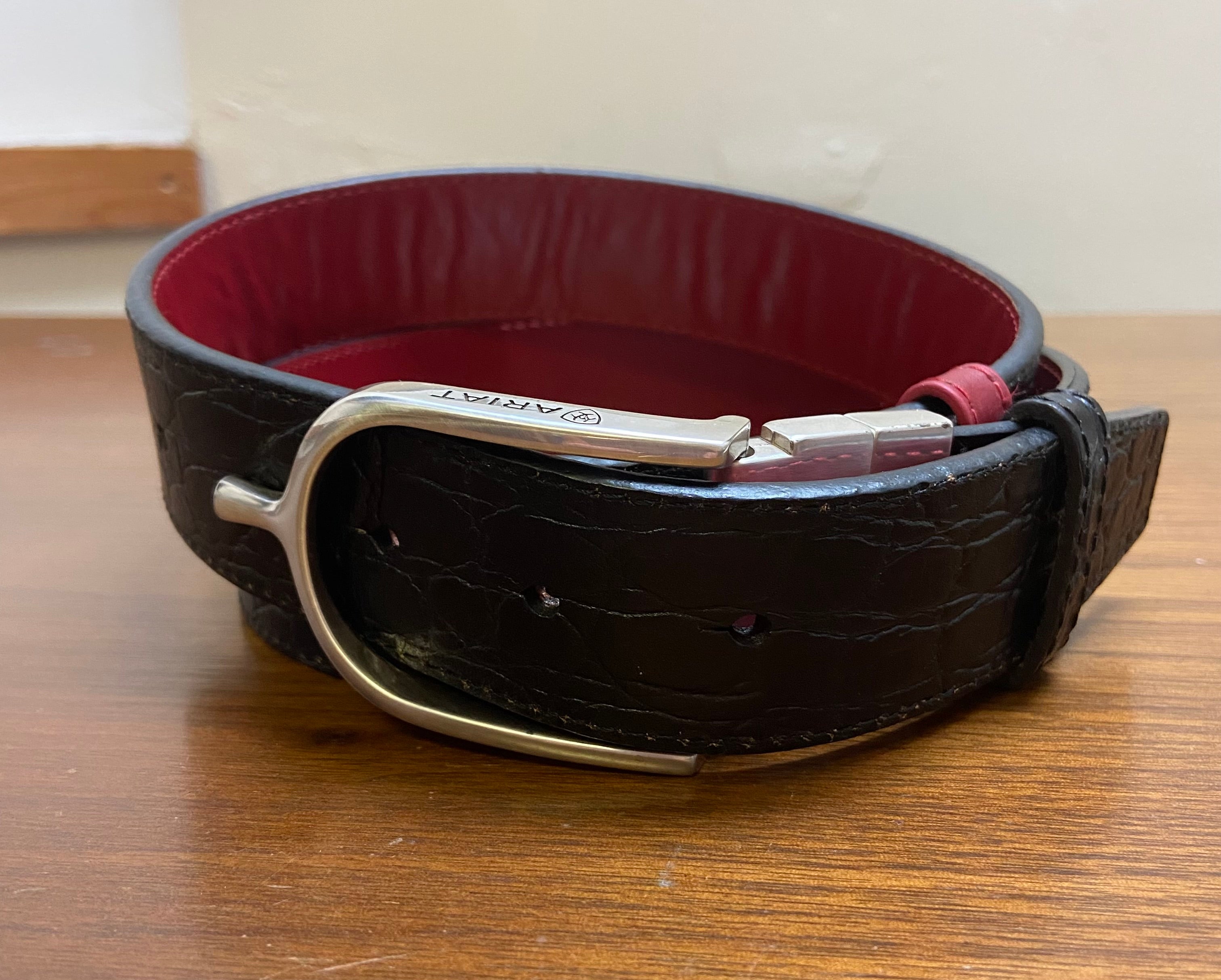 Ariat Radiant Reversible Belt - Black Croc / Chilli Pepper