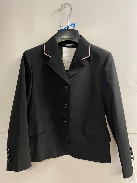 Grand Prix Kids Techlite Show Coat - Black w/ Pink Piping 6 Short