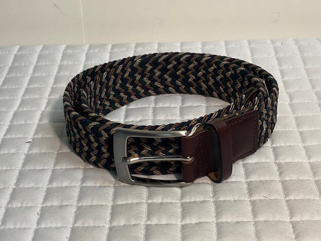 Braided Stretch Multi Color Belt - Brown / Green