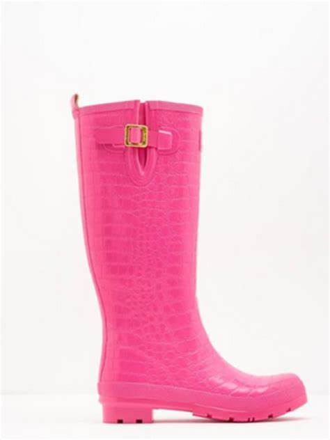 Joules Ladies Adjustable Tall Wellies Pink Croc 10