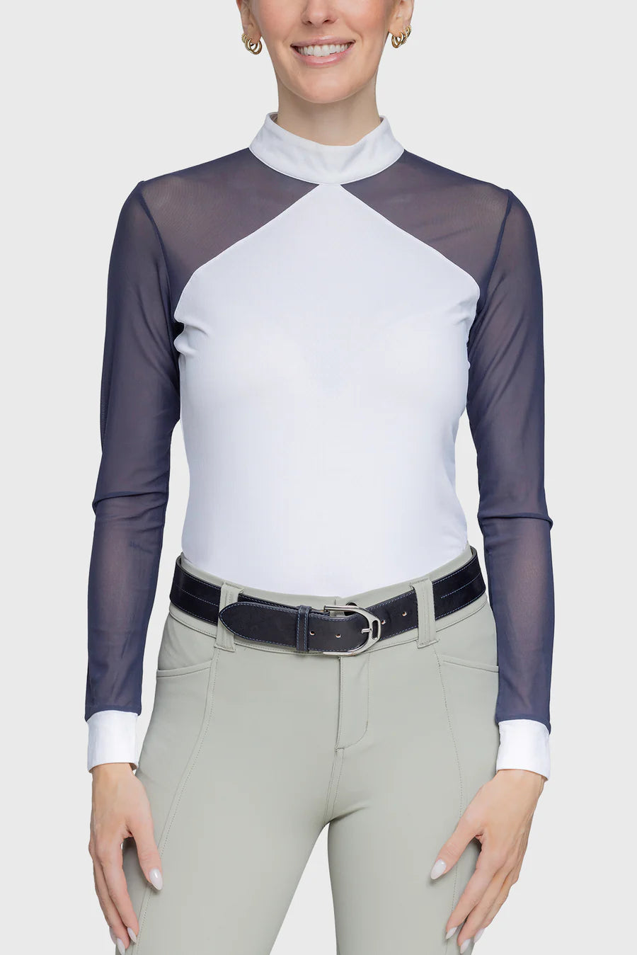 Kastel Denmark Long Sleeve Show Shirt with Navy Mesh Sleeves