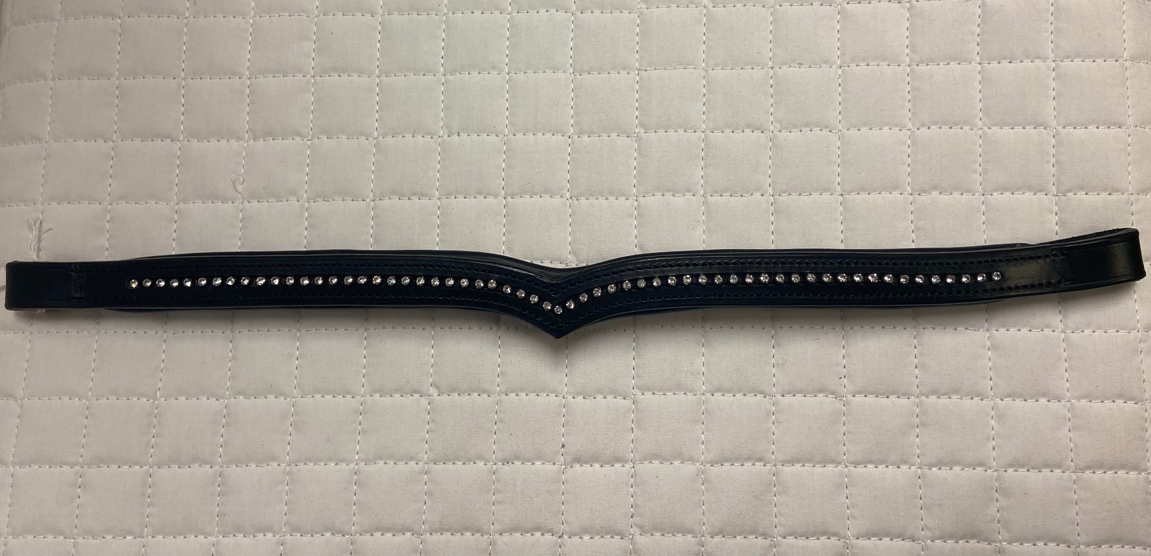 KL Italia V Shaped Black Leather Horse size Browband