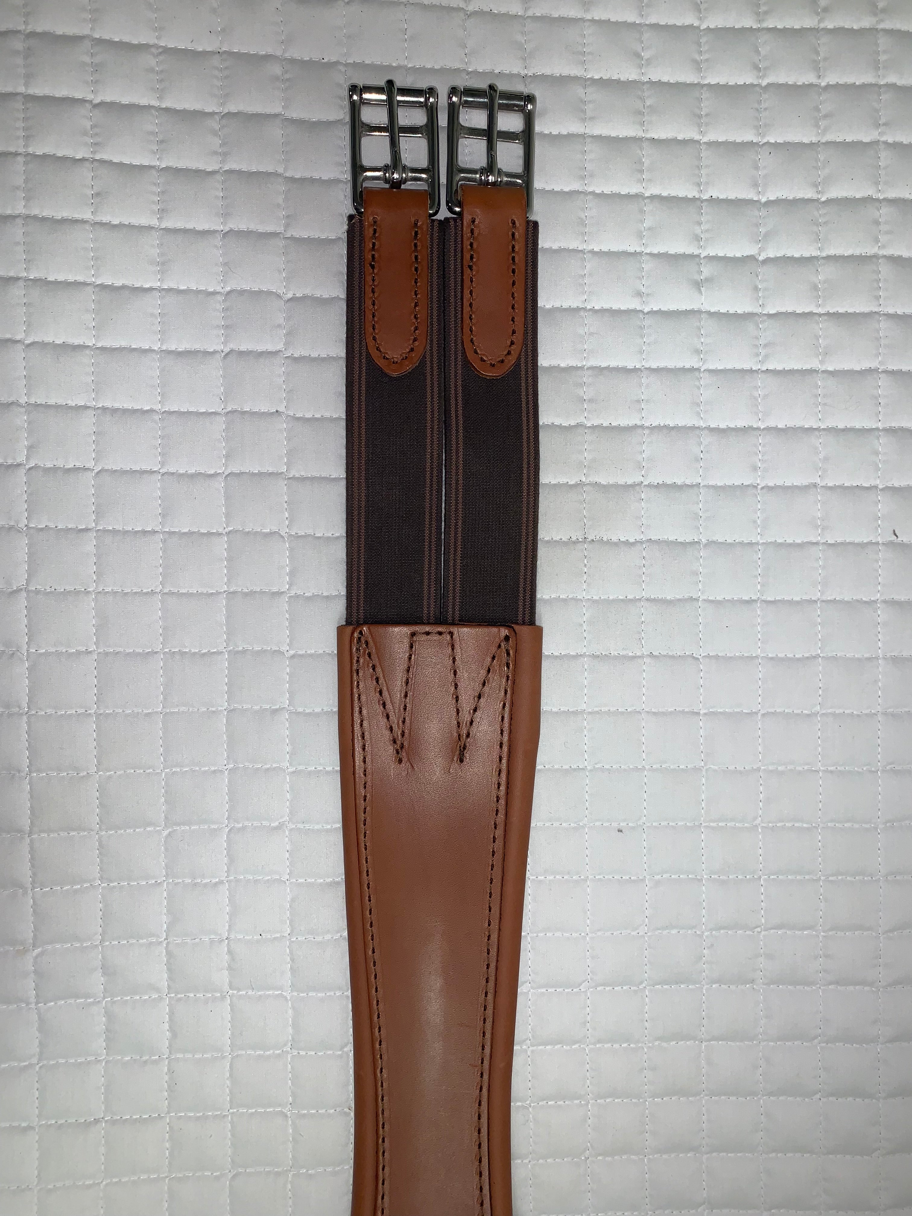 New England 46" Leather Overlay Girth