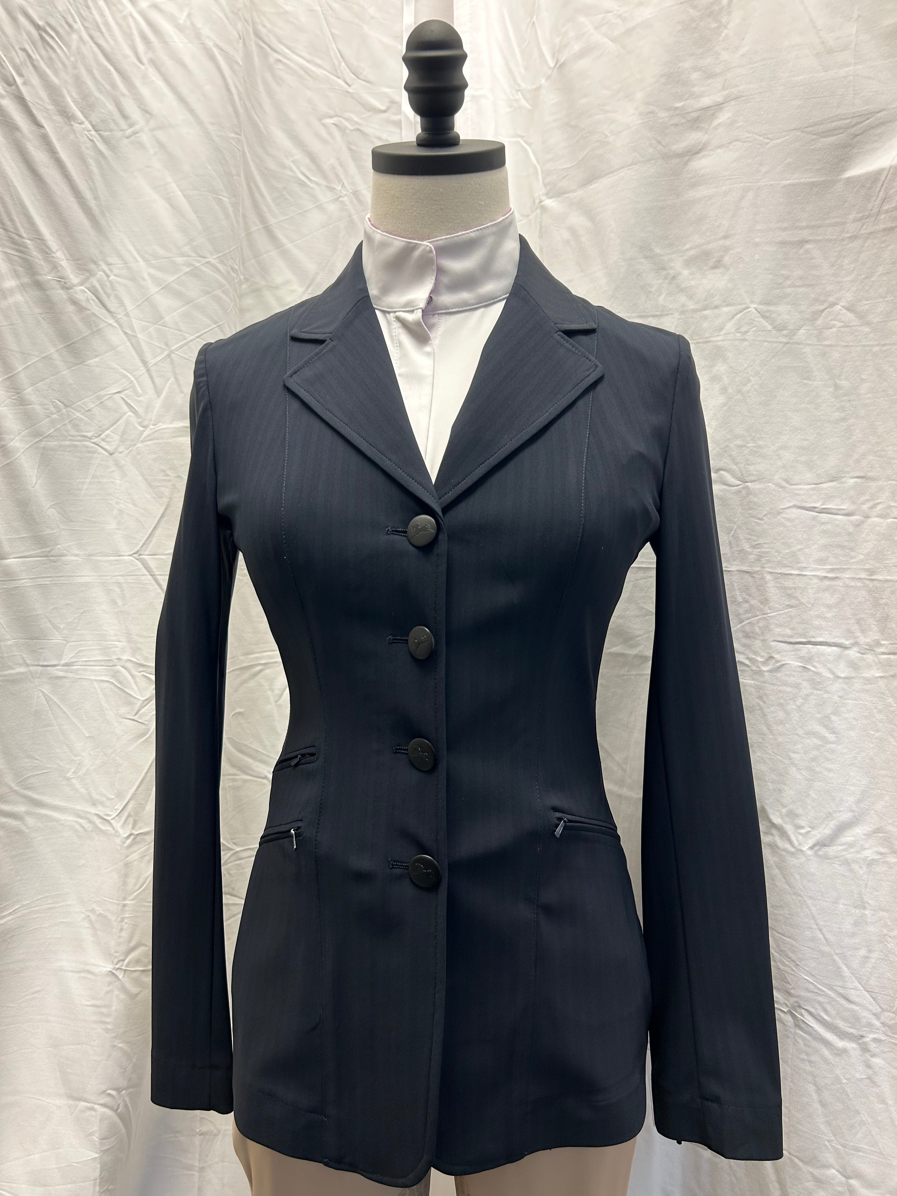 RJ Classics Wahington 4 Button Navy Stiped Show Coat