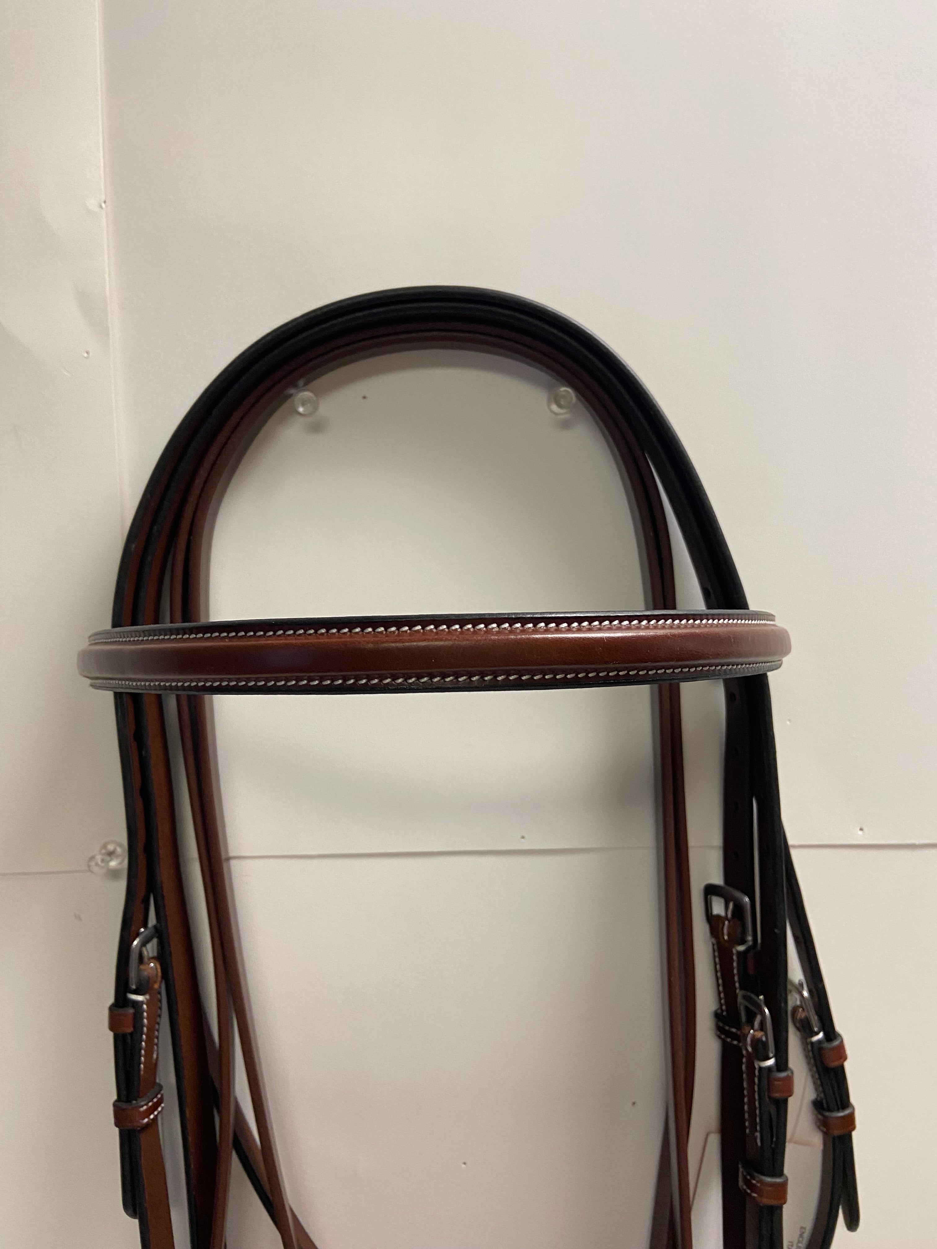 VNK Italian Leather Bridle with Plain Reins - Oversize
