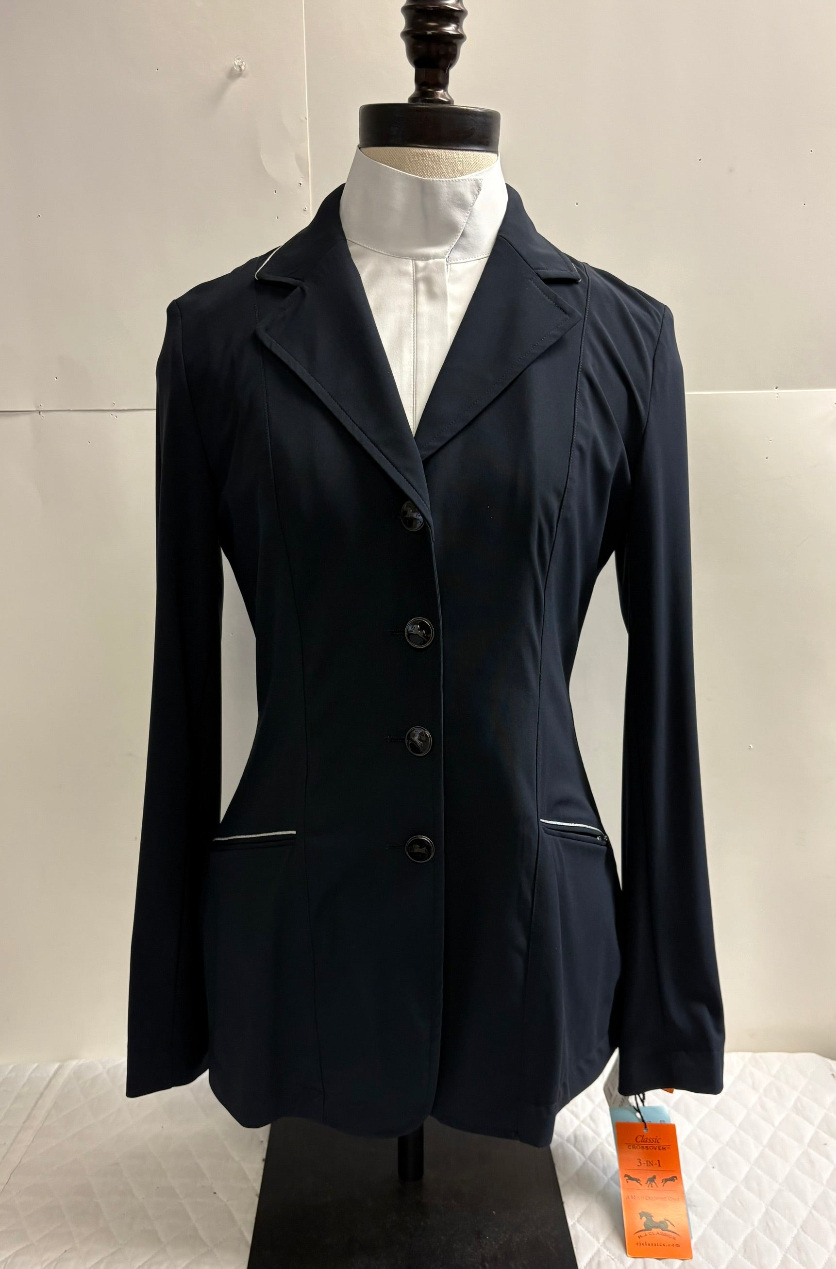 RJ Classics Ladies Galway 4 Button Stretch Show Coat - Navy