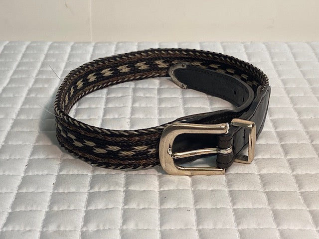 Colorado Horsehair 26" Black/Tan Braided Belt w/ Black Leather Billets