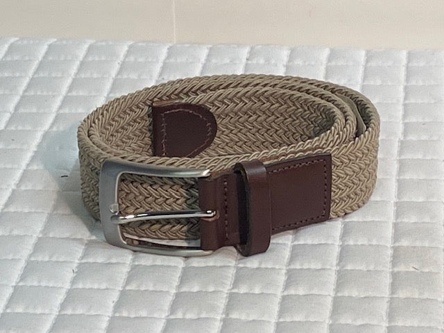 Braided Stretch Web Belt - Taupe