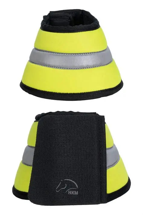 HKM Reflective Overreach Bell Boots Full Size Neon Yellow