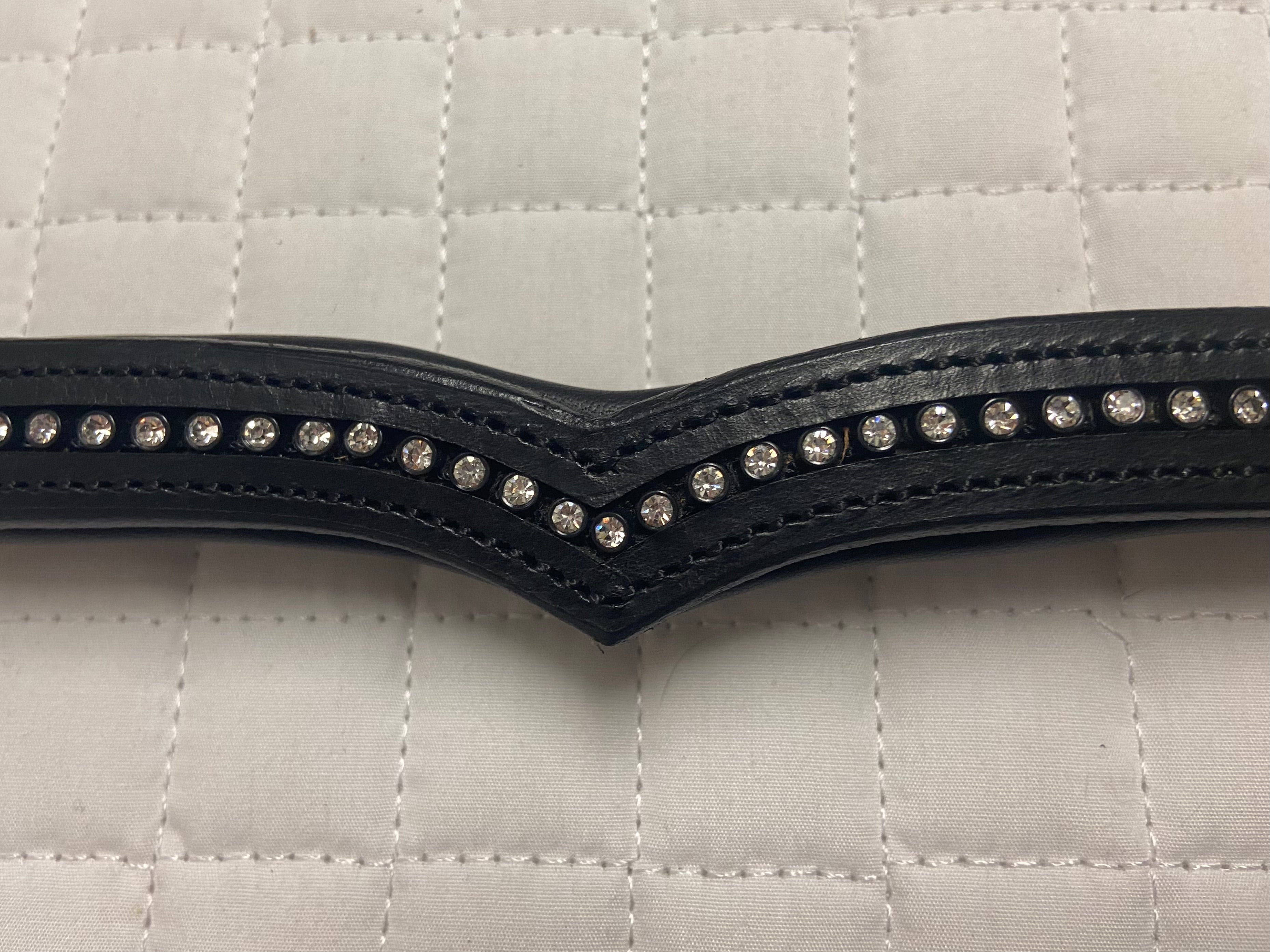 KL Italia V Shaped Black Leather Horse size Browband