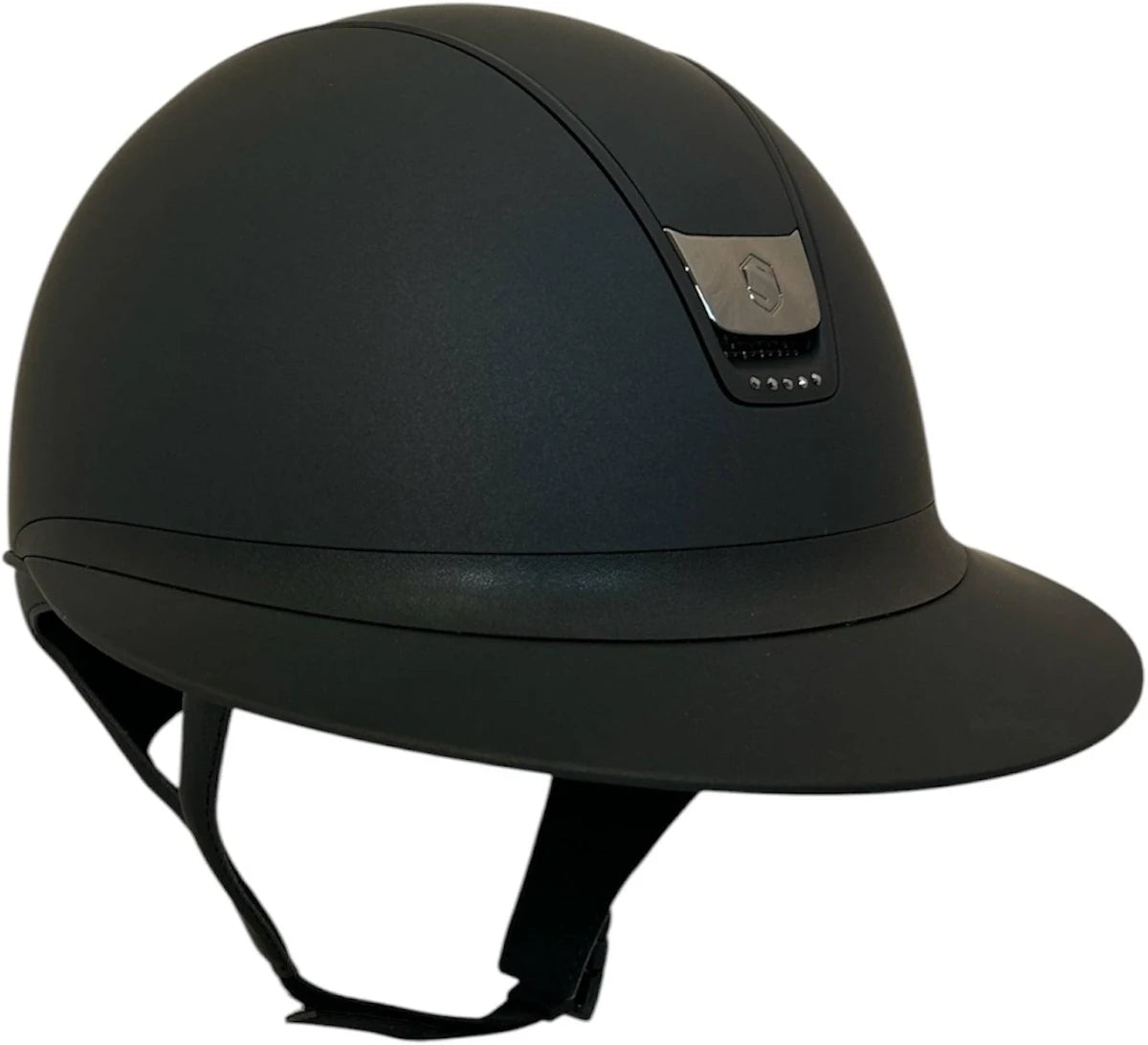 Samshield 2.0 Miss Shield Fast Custom 2 Black Matte with Chrome Blazon & 5 Jet Hematite Crystals - Medium Shell-