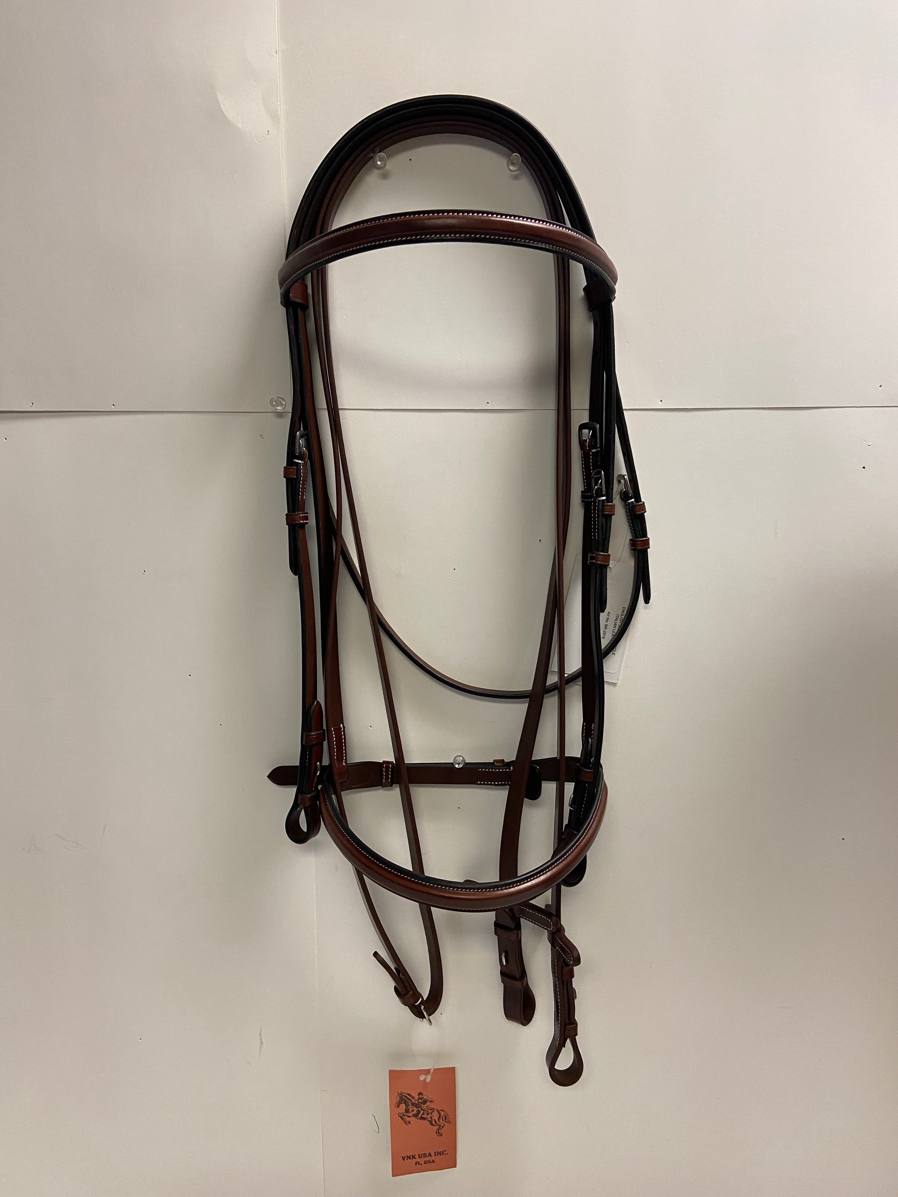 VNK Italian Leather Bridle with Plain Reins - Oversize