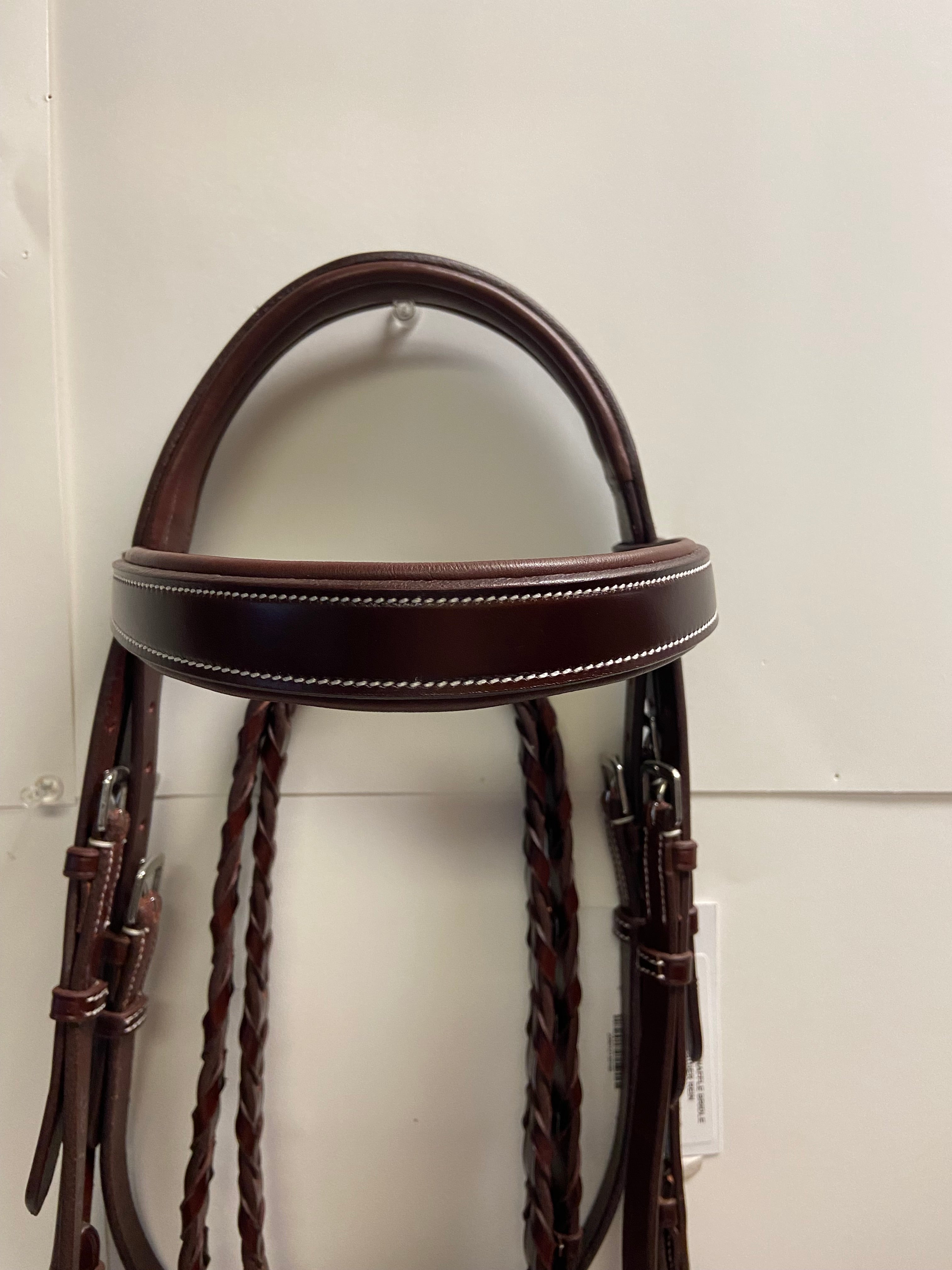 VNK Italian Leather Comfort Padded Snaffle Bridle w / Laced Reins