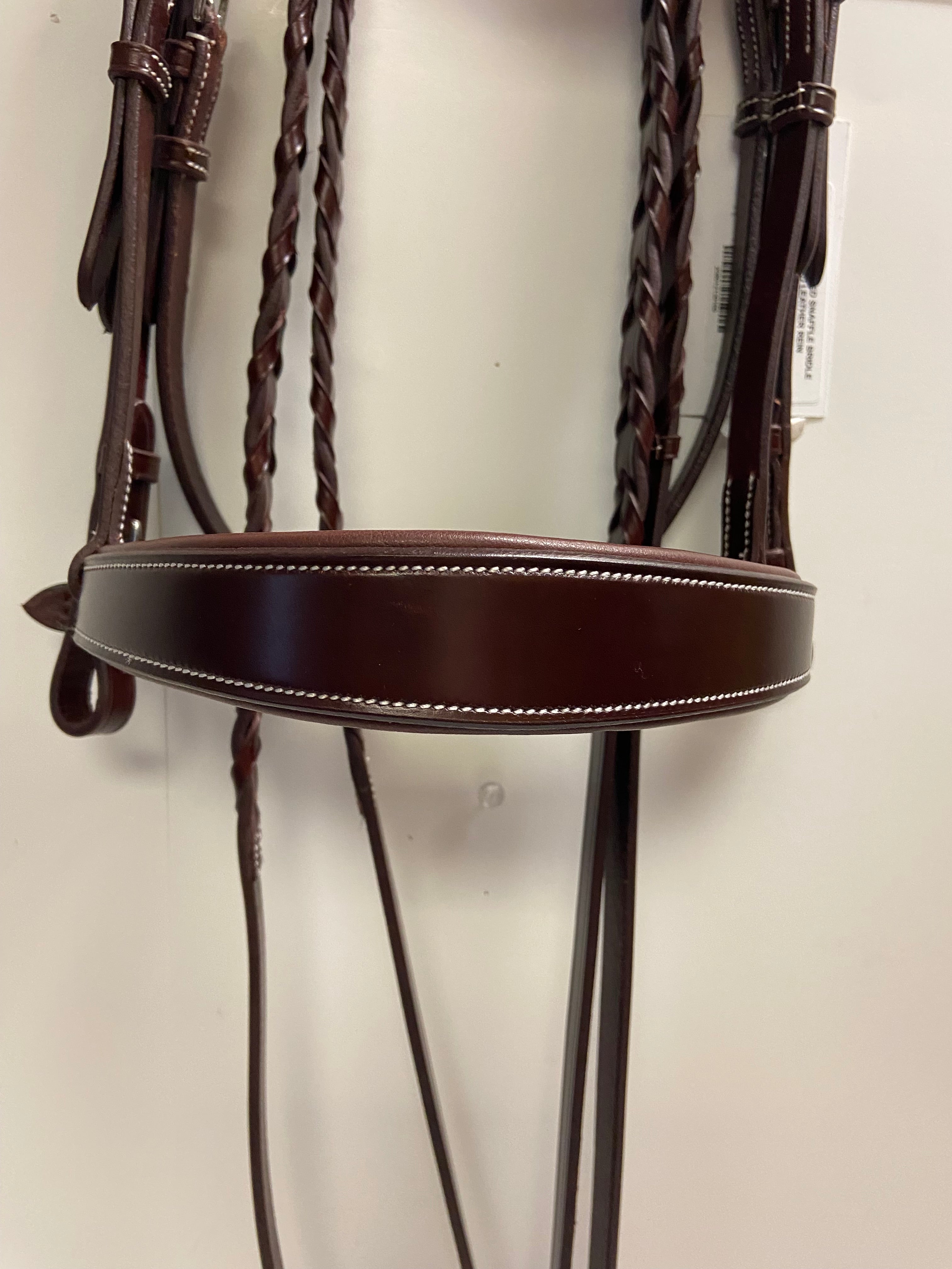 VNK Italian Leather Comfort Padded Snaffle Bridle w / Laced Reins